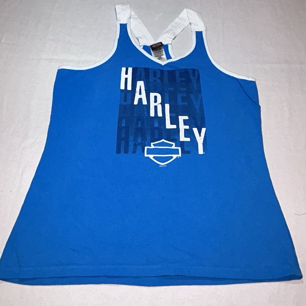 Harley Davidson Blue White Jamaica Ladies XL Tank‎ Top